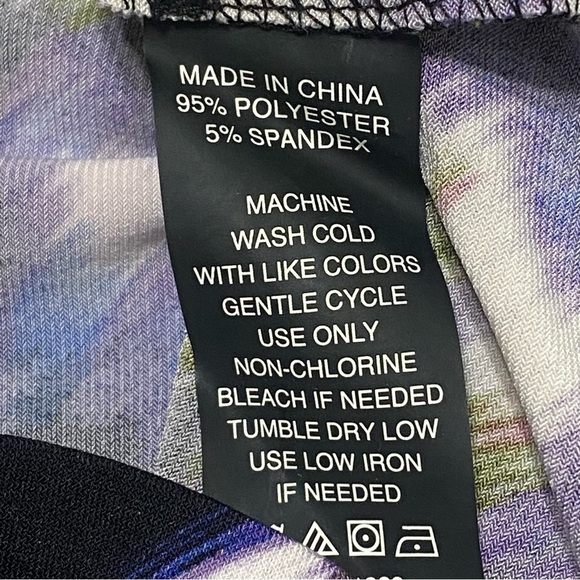 Vince Camuto Abstract Cowl Neck Blouse Black Blue Draped Top Large - Picture 6 of 7